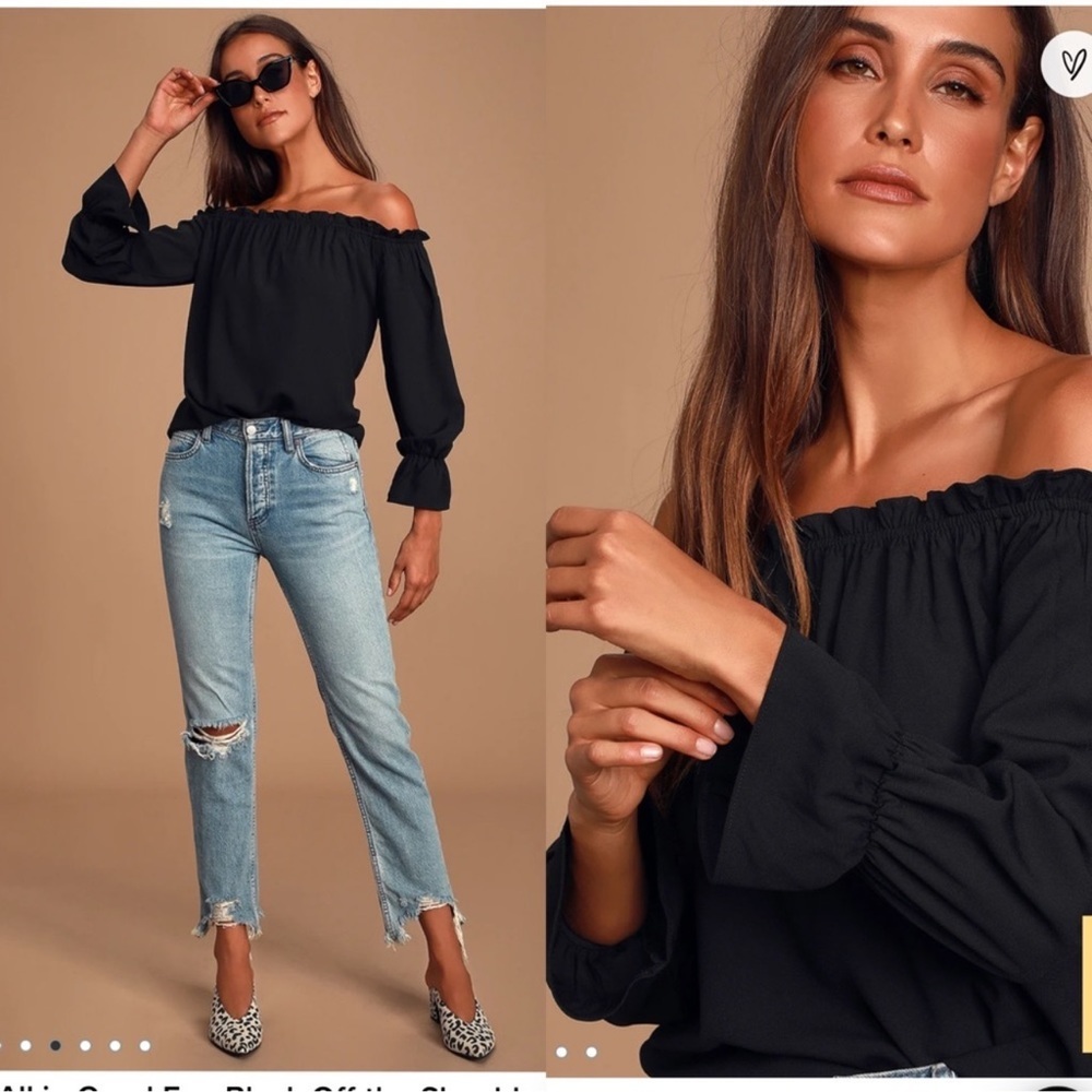 Lulus All In Good Fun Black Off The Shoulder Top. Size L
